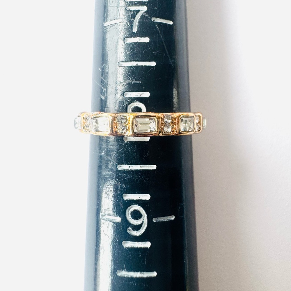 Rose Gold Crystal Baguette Band Ring - Women Jewelry